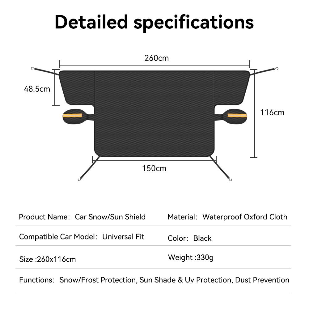 YZ winter car front windshield cover With Reflective strips car snow blanket Oxford Scratch Resistant Waterproof frost Protector