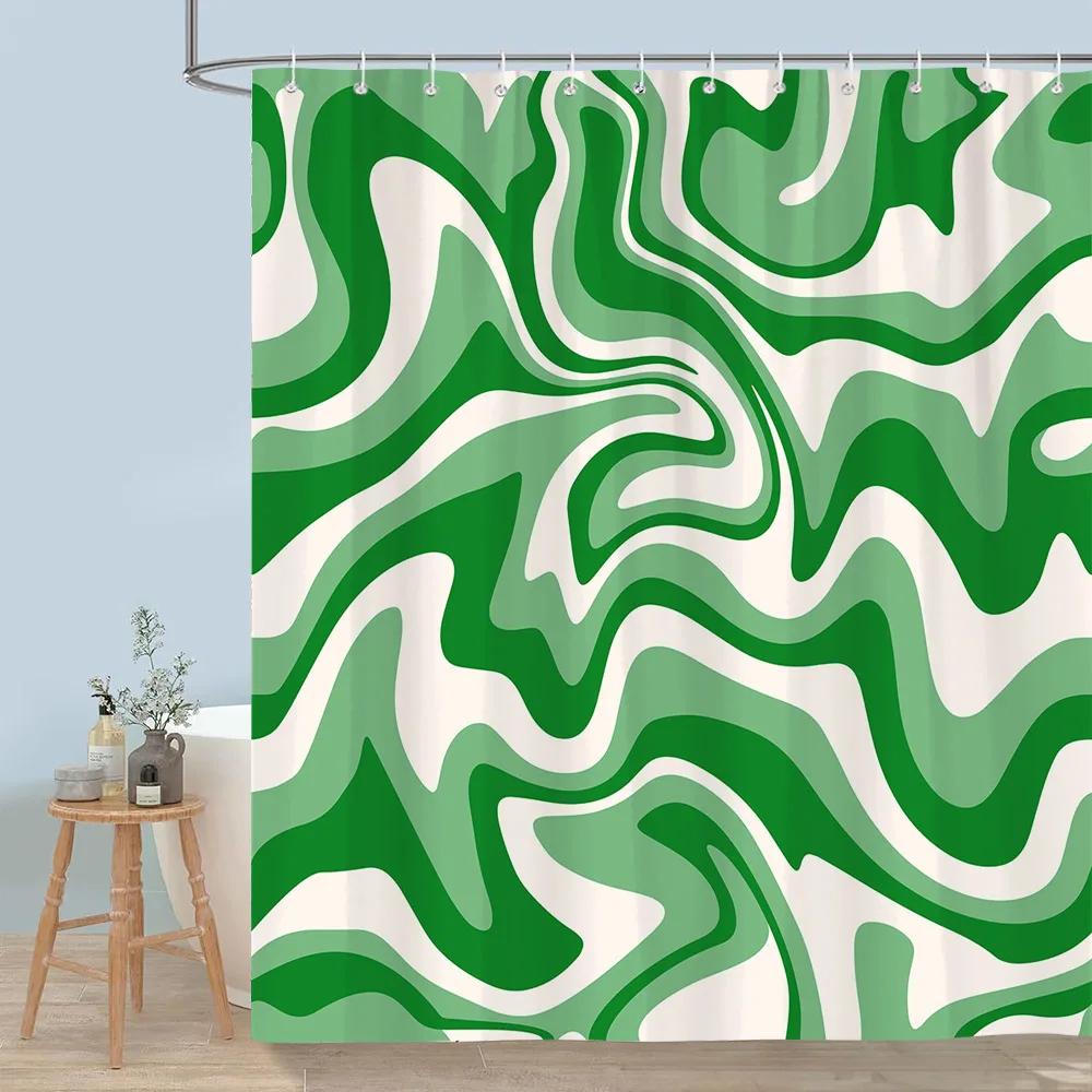 Colourful Abstract Lines Shower Curtain Modern Minimalist Style Flowing Art Polyester Shower Curtains Bathroom Decor With Hooks
