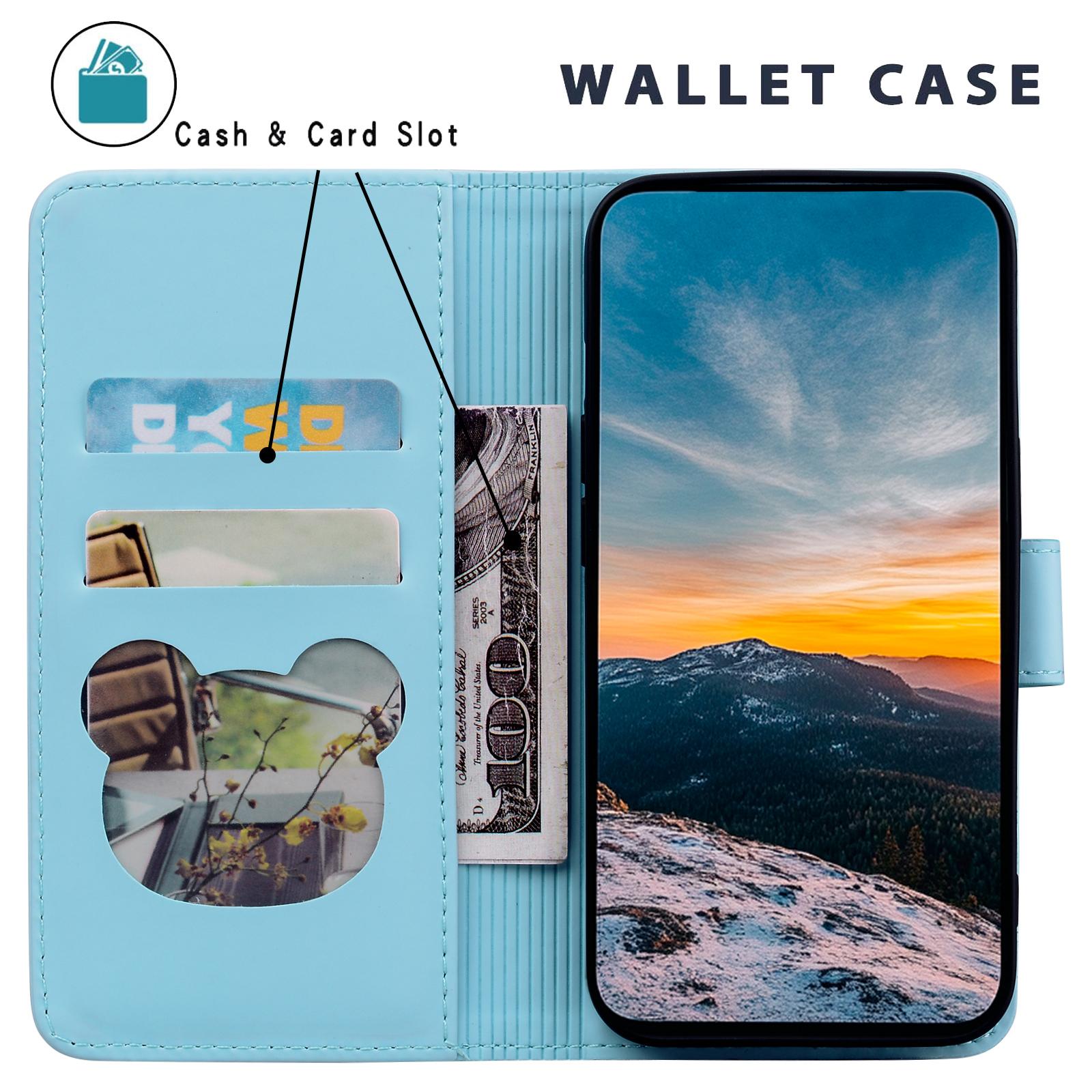 

For Sony Xperia 10 VI Case Wallet Cat Pattern Imprinted Leather Phone Cover Sky Blue