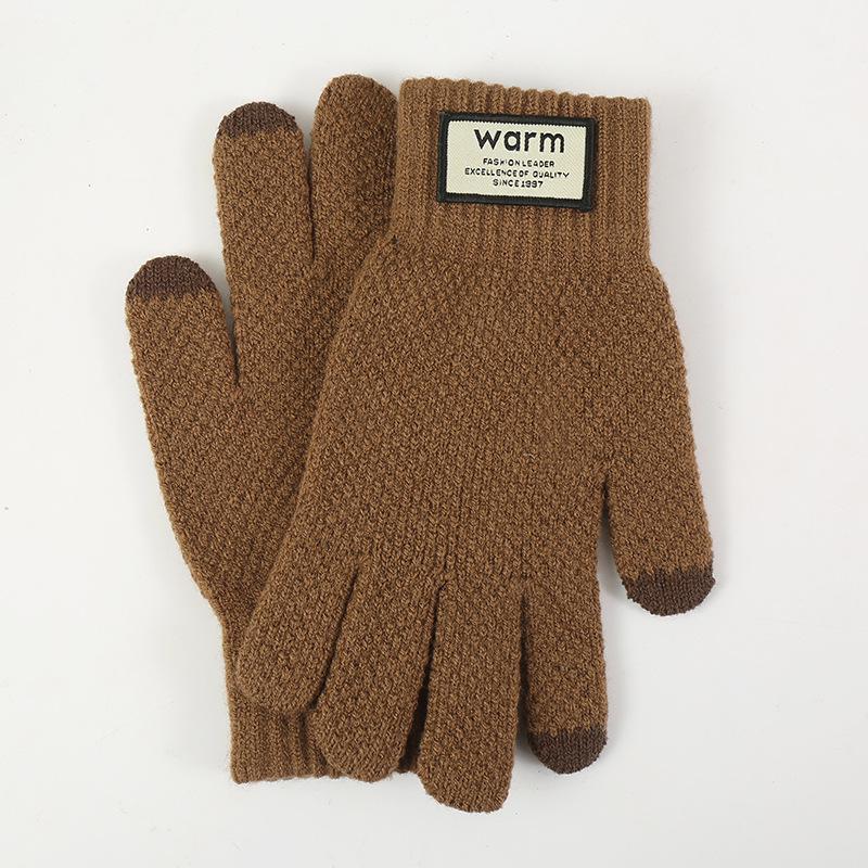 Women's Winter Velvet-Lined Touchscreen Knit Gloves - Cute, Thick, Korean Style, Cold-Proof