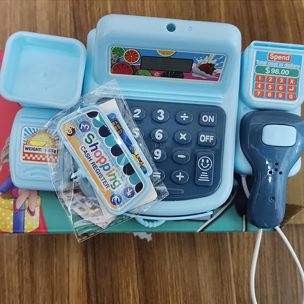 Children's simulation supermarket cash register toy set, equipped with sound and light calculator scanner, interactive home play