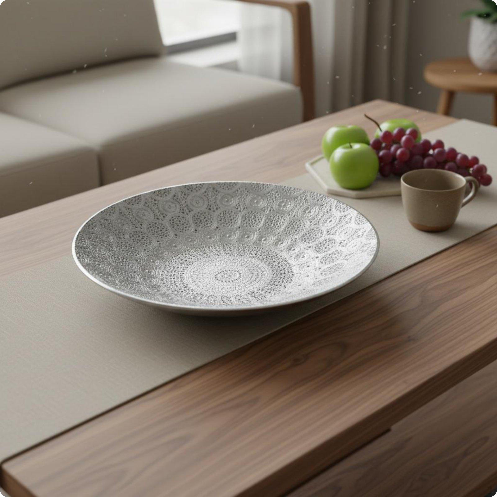 Round Offering Plate Multifunctional Decorative Fruit Tray Easy to Classic Metal serving S S