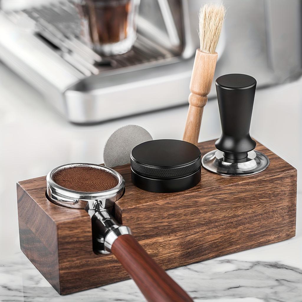 Elegante Holz-Espresso-Tamper-Station Passend für 51/58mm Vintage-Wohnkultur Anti-Rutsch-Kaffeebar-Zubehör