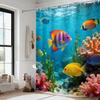 Red Bird at Sunset Lake Wetland Waterproof Shower Curtain for Tropical Bathroom Decor