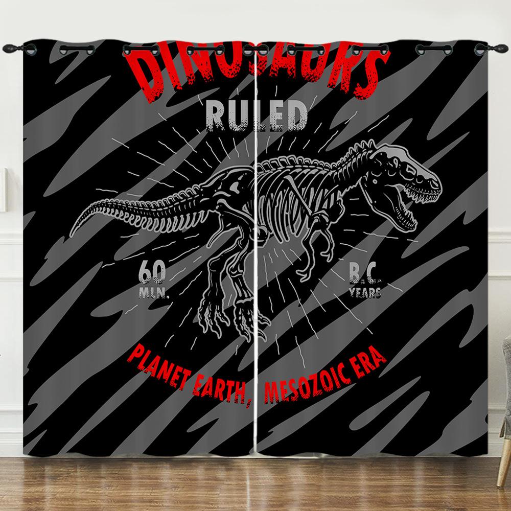 Curtain Dinosaur World 3D Digital Printing Blackout Curtain Punching