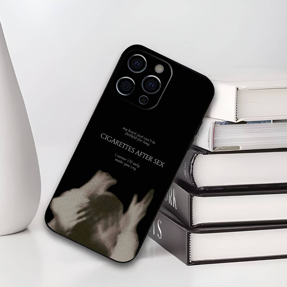 Cigarettes After Sex Band Phone Case For iPhone 17,16,15,14,13,12,11 Plus,Pro Max,XS,Soft Silicone Black Cover