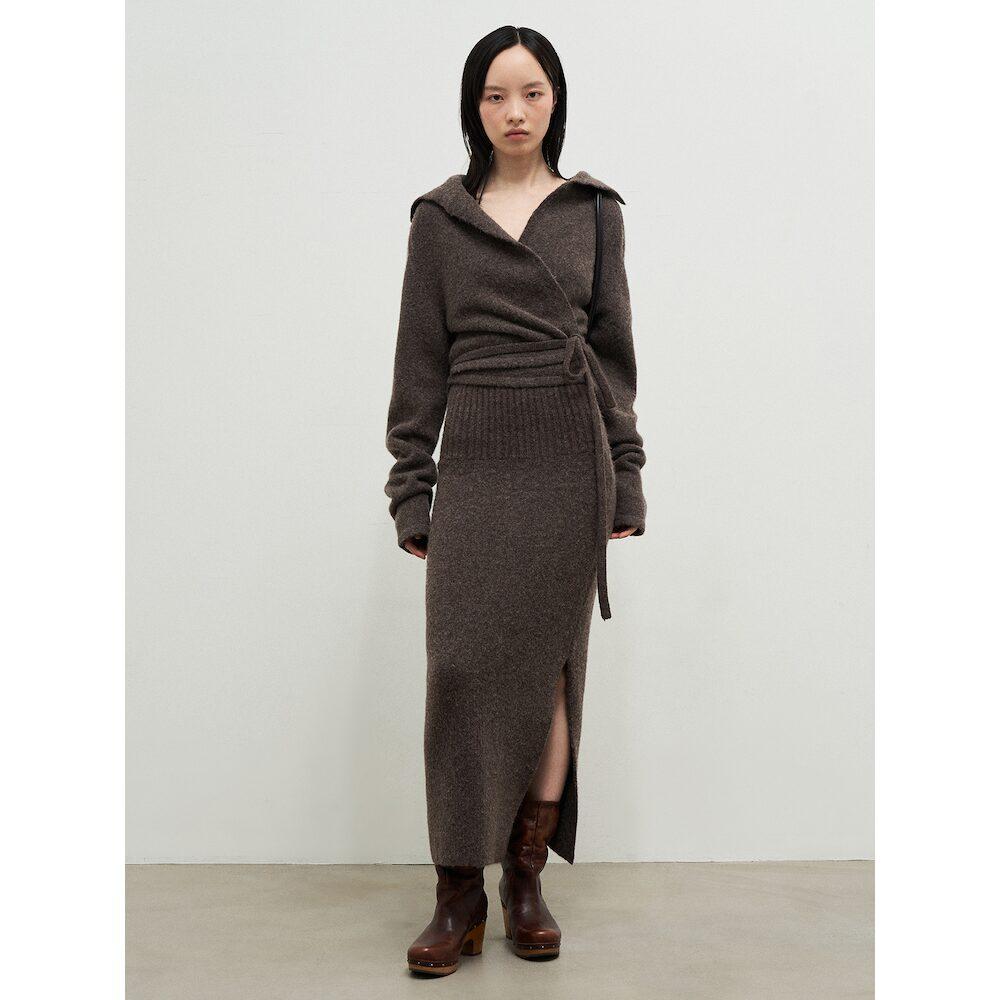 Anggae Llama Blend Long Skirt Brown