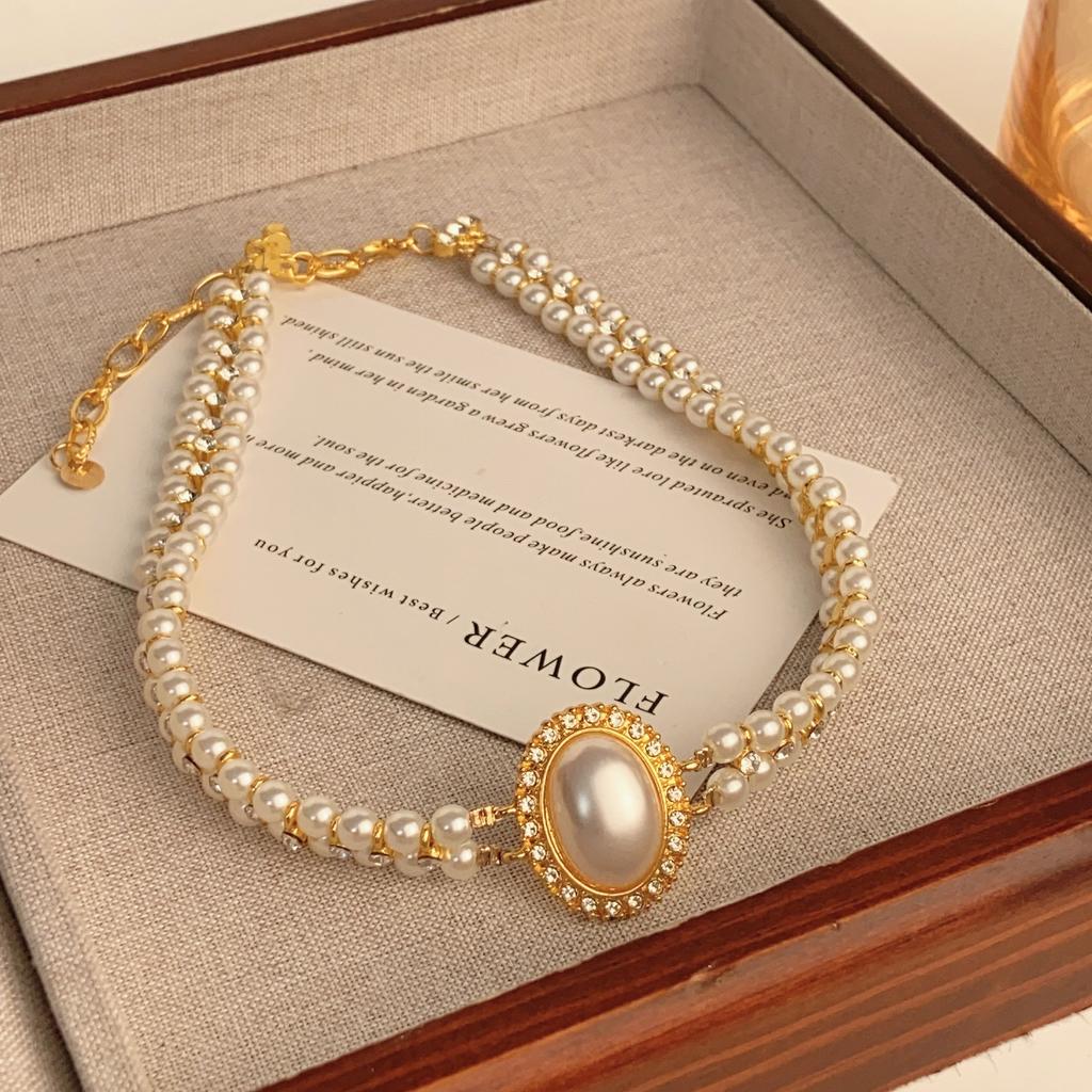 French retro pearl necklace fashion light luxury temperament high sense collarbone chain niche versatile Internet celebrity accessories