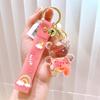 Yousheng Mini Bear Keychain with Pendant Charm Acrylic Metal Bag Charm Wristlet Bracelet Key Ring for Women Girls