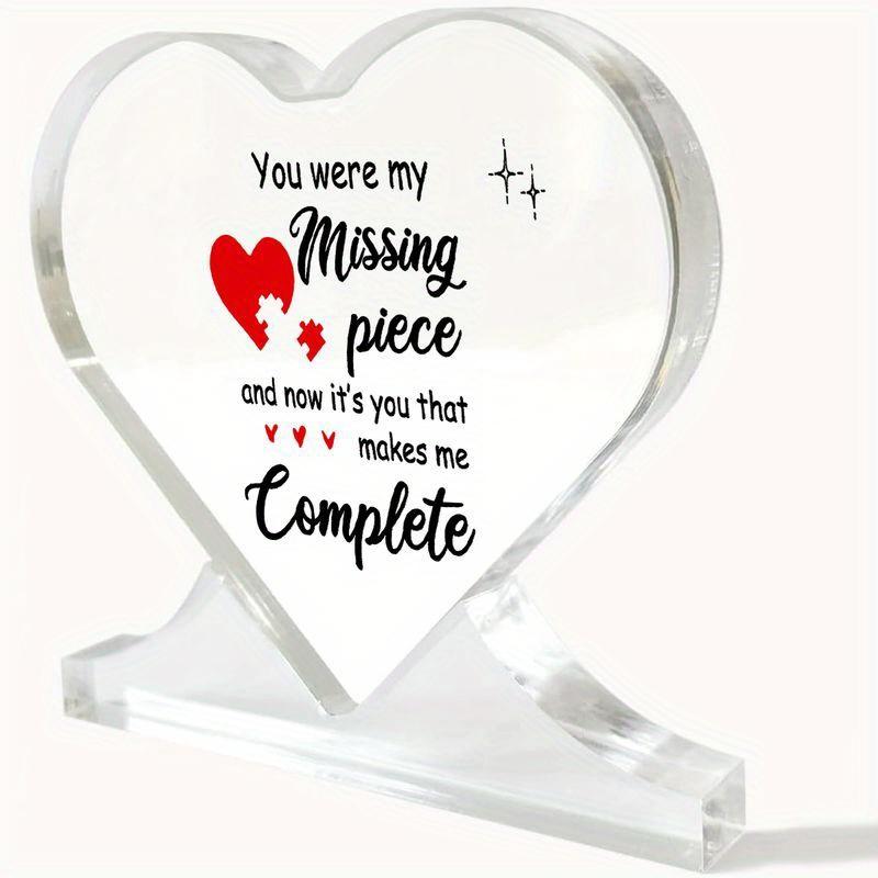 Heart-Shaped Acrylic Keepsake with Romantic I Love You Message - Perfect Anniversary, Birthday, Christmas, or Wedding Gift for Girlfriend, Wife, Fi 10.9*10.4cm