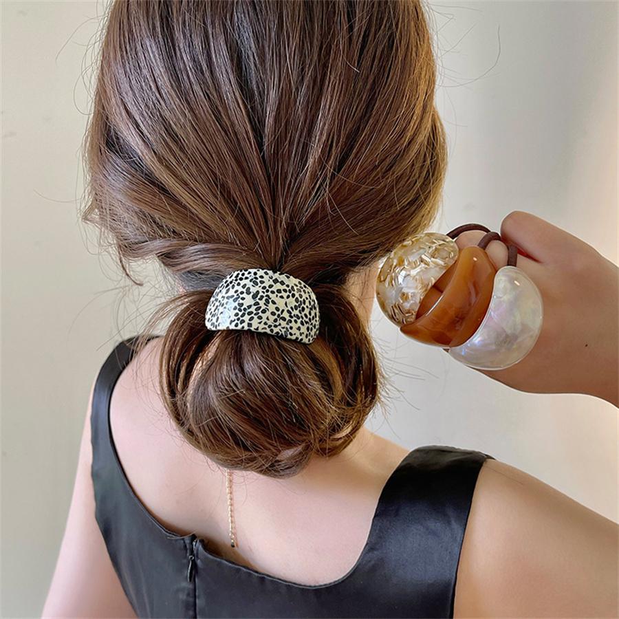 New Oval Acetate Geometric Semicircle Buckle Hair Rope Temperament Practical Elastic Rubber Band Ponytail Head Rope Female