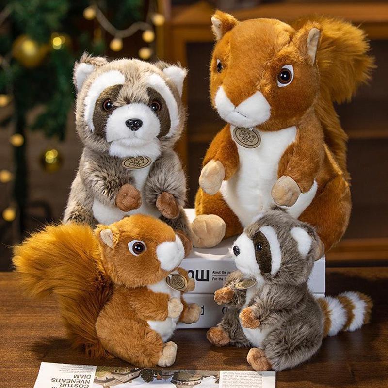 Cute And Soft Squirrel Raccoon Plush Toy For Kids Wholesale Animal Park Souvenir
