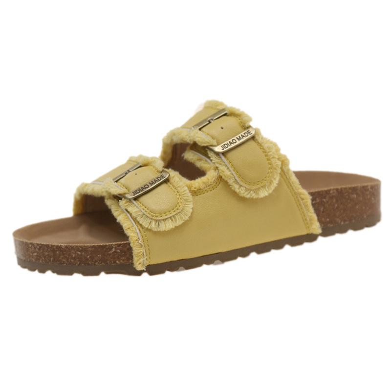 Casual outerwear soft-soled Boken slippers 2025 summer new double-breasted one-word slippers women's retro versatile beach shoes