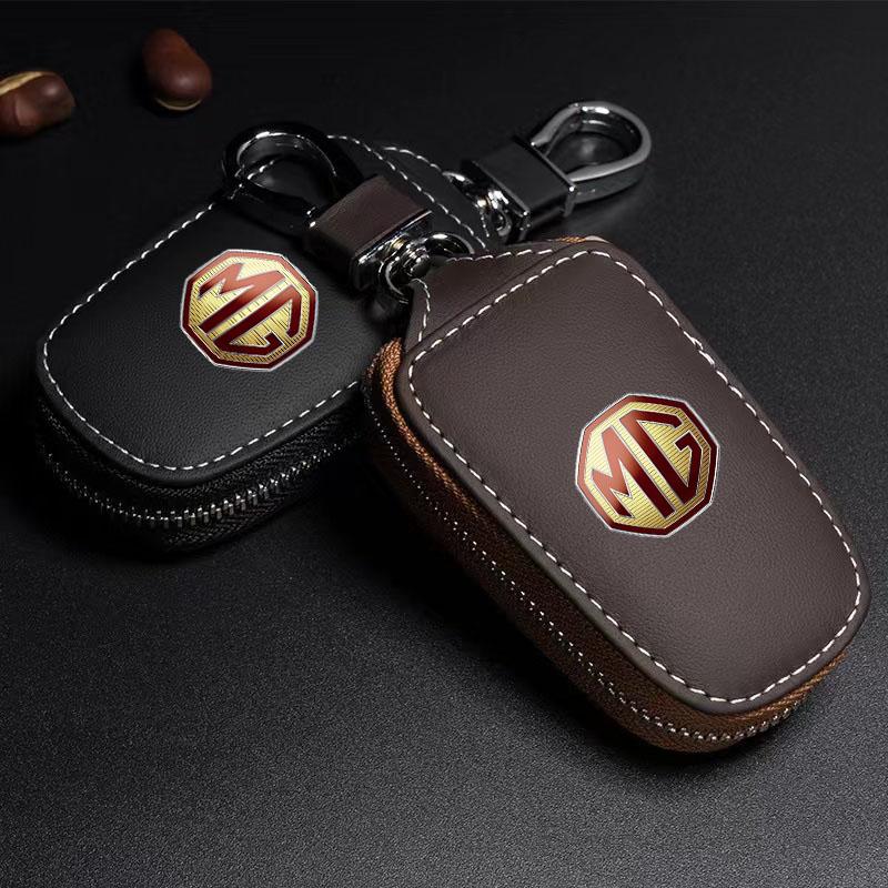 Leather Car Key Case for MG HS EHS Phev ZS MG3 MG5 MG6 MG7 GT ZR RX5 ZT Car Remote Control Key Case Keychain Auto Accessories Q7