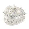 Silver-Plated Heart-Shaped Jewelry Box with Diamonds & Pearls