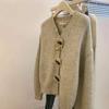 Retro Horn Buckle Knitted Cardigan for Women's Autumn and Winter New Gentle and Versatile and Thin Soft Waxy Sweater for Women