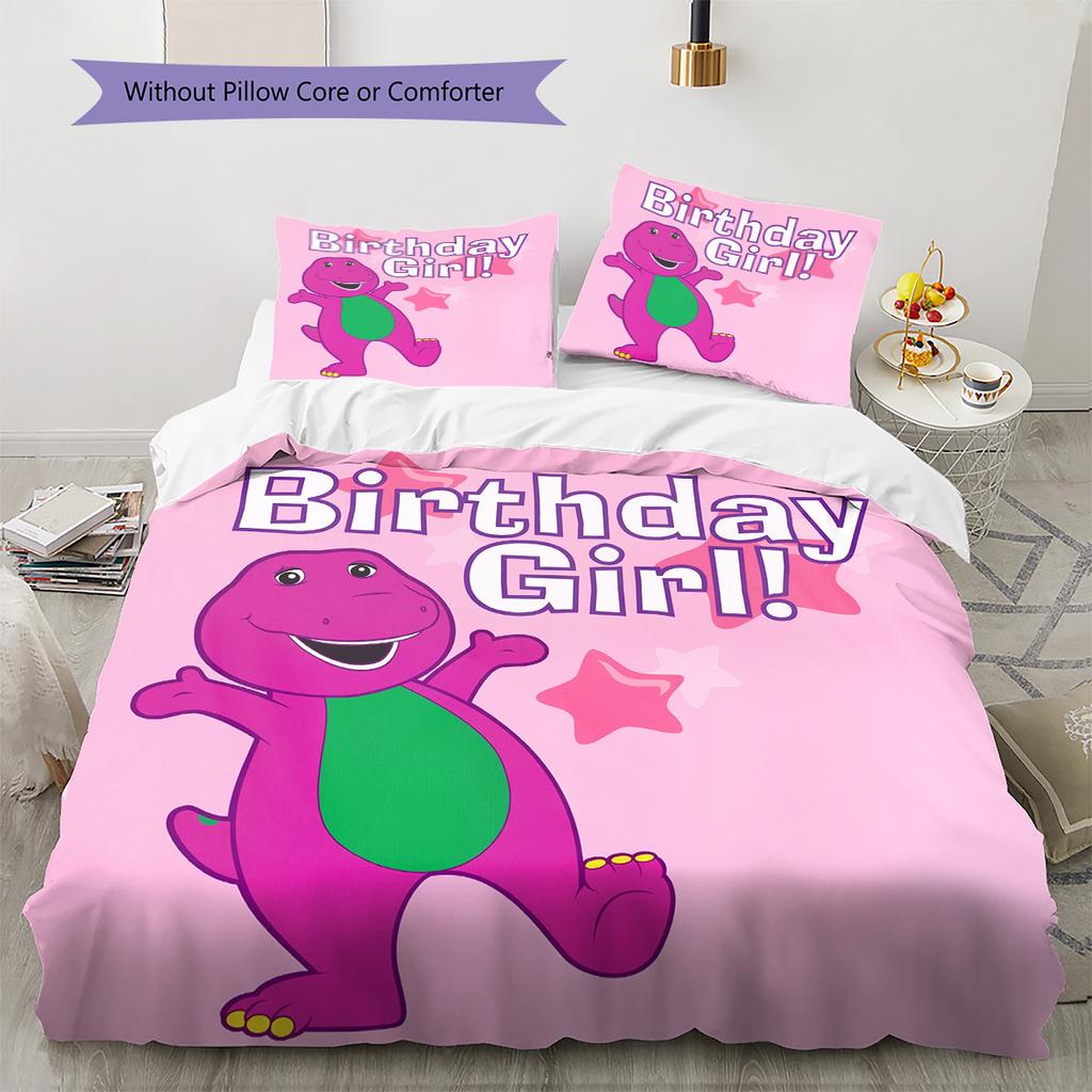 Barney & Friends  Pattern Bedding Quilt Set  Home Decoration  Gift (1 * Duvet Cover + 2 * Pillowcase  Without Core)