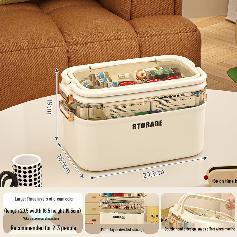 Large Capacity Multi-Layer Family Medicine Storage Box for First Aid and Medication Organization