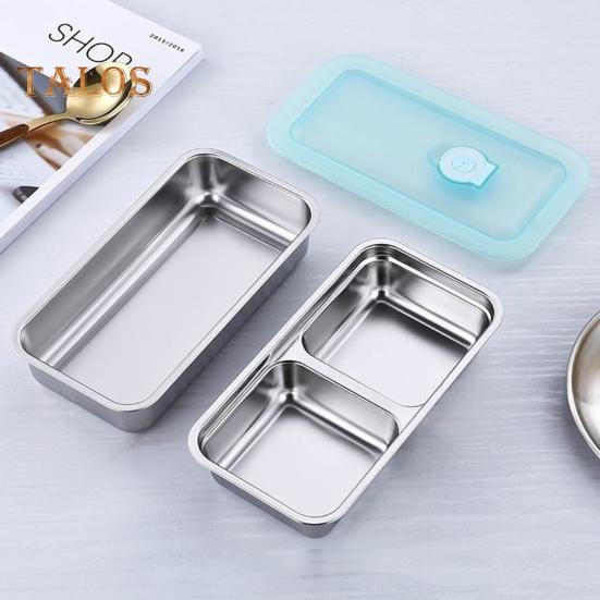 Stainless Steel Snack Containers Anti-Leak 2 Compartments Dipping Container Reusable Condiment Containers with Lids Metal Lunch Box for Snacks Dips