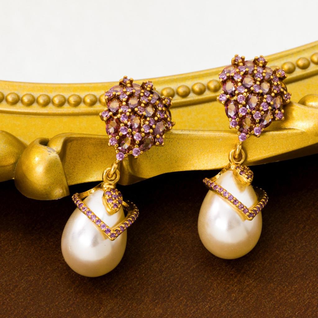 New Micro Inlaid Zircon Light Luxury Water Drop Pearl Earrings Women Hong Kong Style French Fashionable