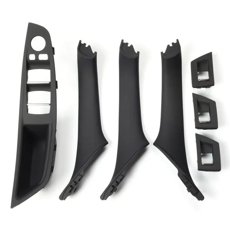 4 Couleurs Conduite à Gauche LHD Beige Noir Fibre de Carbone Poignée de Porte Intérieure de Voiture Tirette Ensemble de 7 Pièces Pour BMW Série 5 F10 F18 523 525 528