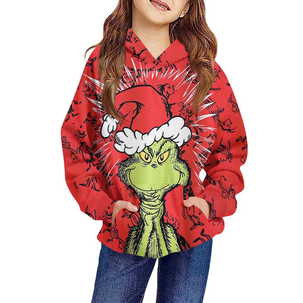 Children's Long-sleeved Loose-fitting Pullover Hoodie With Drawstring And Solid Color