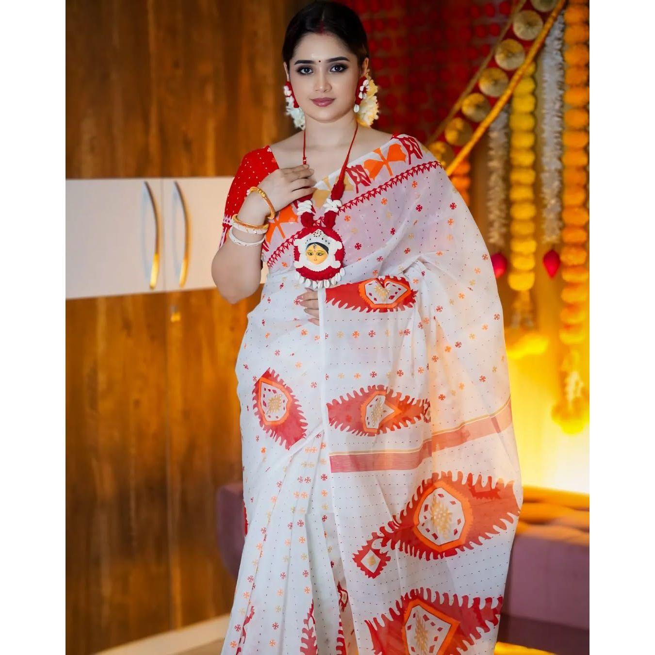 New Exclusive Designer Linen Cotton Digital Print Saree – Fresh Perspective Collection