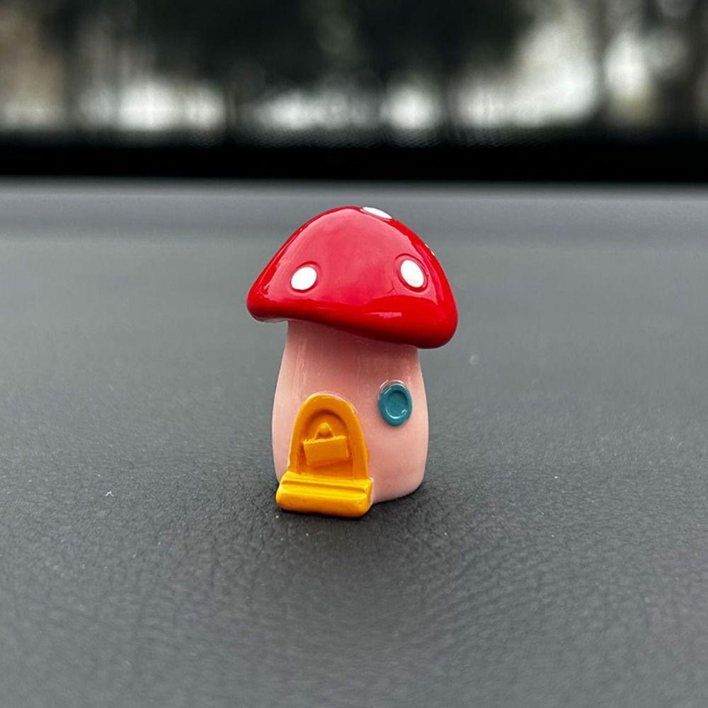 

Resin Mini Mushroom Car Ornament Collection Mushroom House Miniature Figurines Desktop Decor Style B