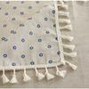 Rectangle Tablecloth With Lace Tassel Blue Daisy Flower Pattern Home Coffee Pendant Tea Table Pad Meal Cloth