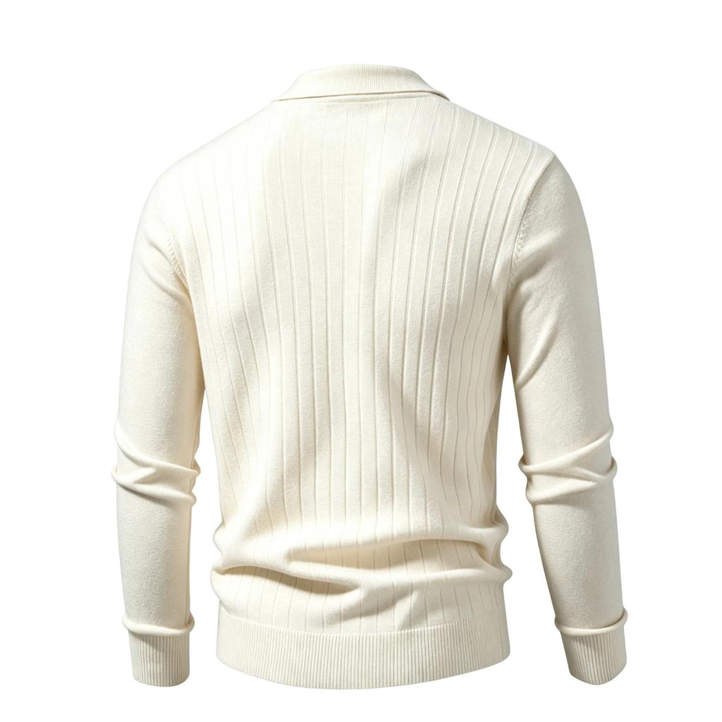 Men's Plus Size Ribbed Pullover Sweater with Fold Down Collar Casual Warm Knit Base Layer