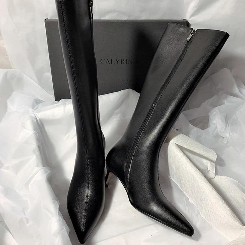 Cizme Dama Peste Genunchi cu Vârf Ascuțit, la Modă, din Piele Moale, cu Toc Gros, Pantofi Toamnă Iarnă, Dama, Concise, Lungi, Botas De Mujer