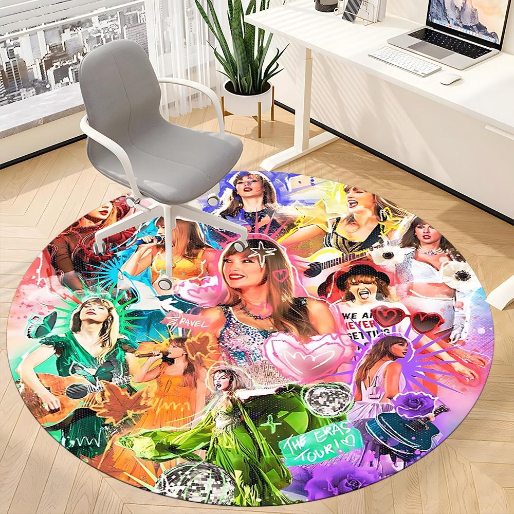 1PC Taylor Swift Office Round Rug, Non-slip, Soft and Durable Office Rug for Interior Decoration, Perfect for Office, Beautiful Decoration