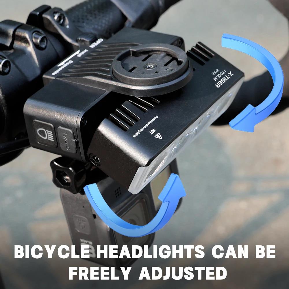 X-TIGER Bike Lights 2800LM IPX6 Waterproof Bike Headlight Night Riding Compatible with Garmin/GoPro Mount Bicycle Front Light 7