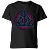 Harry Potter Deathly Hallows Neon Kids' T-Shirt - Black - 3-4 Years