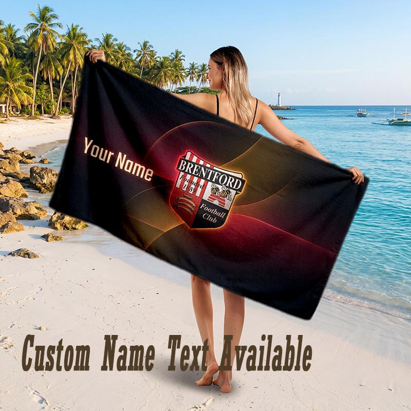 Brentford Football Design Beach Towel Custom Text Large Towel for Beach Vacation