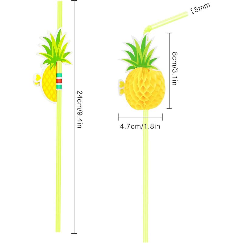 50Pcs Flamingo Drinking Straws Tropical Umbrellas Pineapple Juice Cocktail Disposable Juice Straws Hawaii Party Decoration