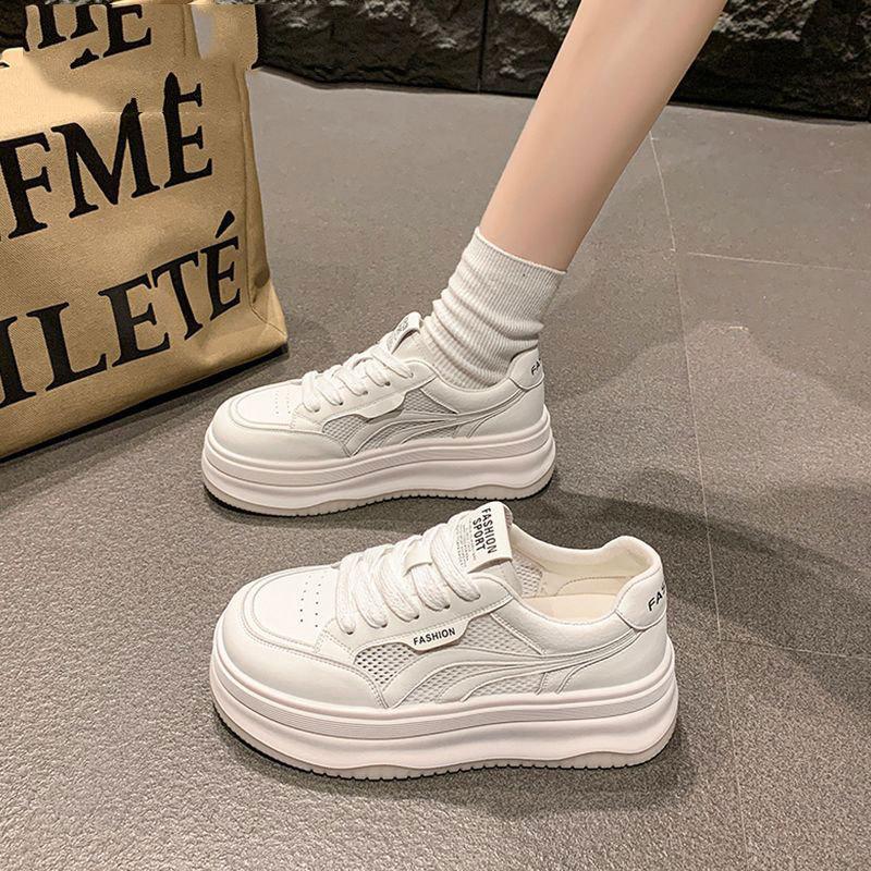 

First layer cowhide~ genuine leather thick-soled white shoes women s 2025 summer new versatile mesh casual sports shoes 40
