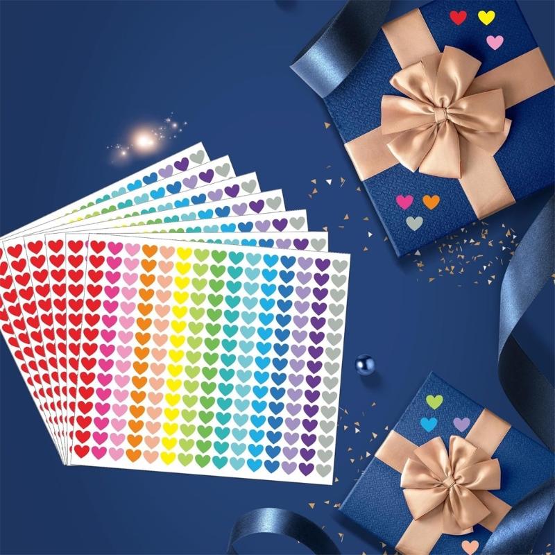 Multicolored Heart Sticker Removable Adhesive Packgaing Sticker for Journal Planner Photo Album Birthday Card Decoration