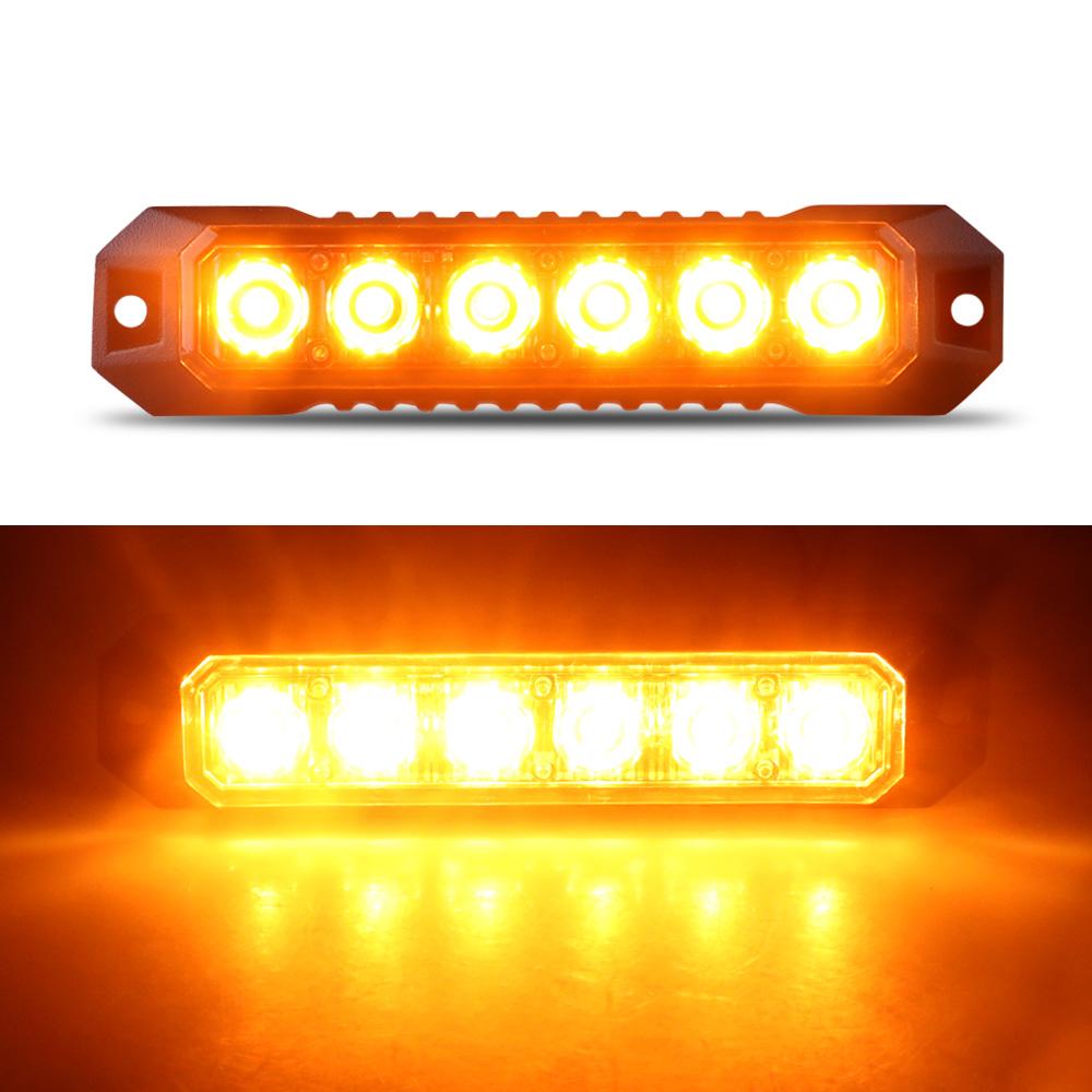 1pcs 6Led Strobe Warning Light Strobe Grille Flashing Lightbar for Emergency Truck Beacon Lamp Amber Car Traffic Light 12-24V