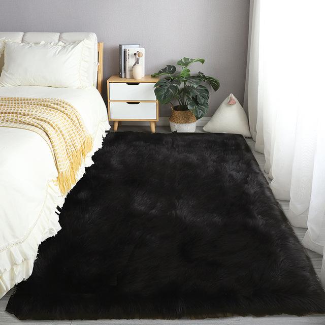 Alfombra de dormitorio, alfombras peludas de color rosa para niños, alfombra para el suelo de la habitación, cama, alfombrillas lavables antideslizantes para pies, alfombra de piel esponjosa