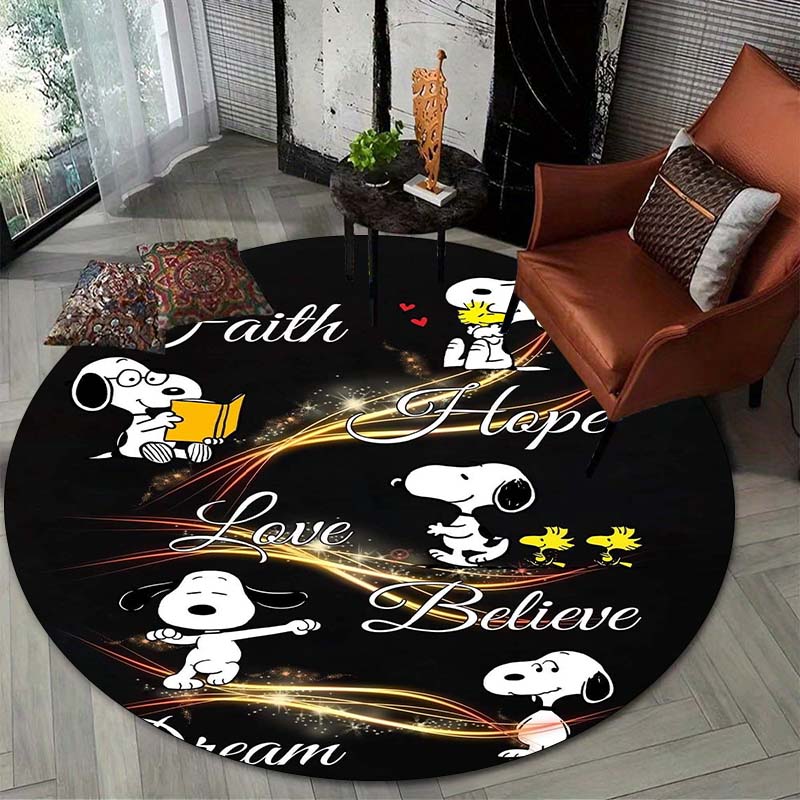 Lucky Red Rose Printed Round Carpet Anti Slip and Easy To Clean Ideal Carpet for Home or Vacation Homes Durable and Affordable