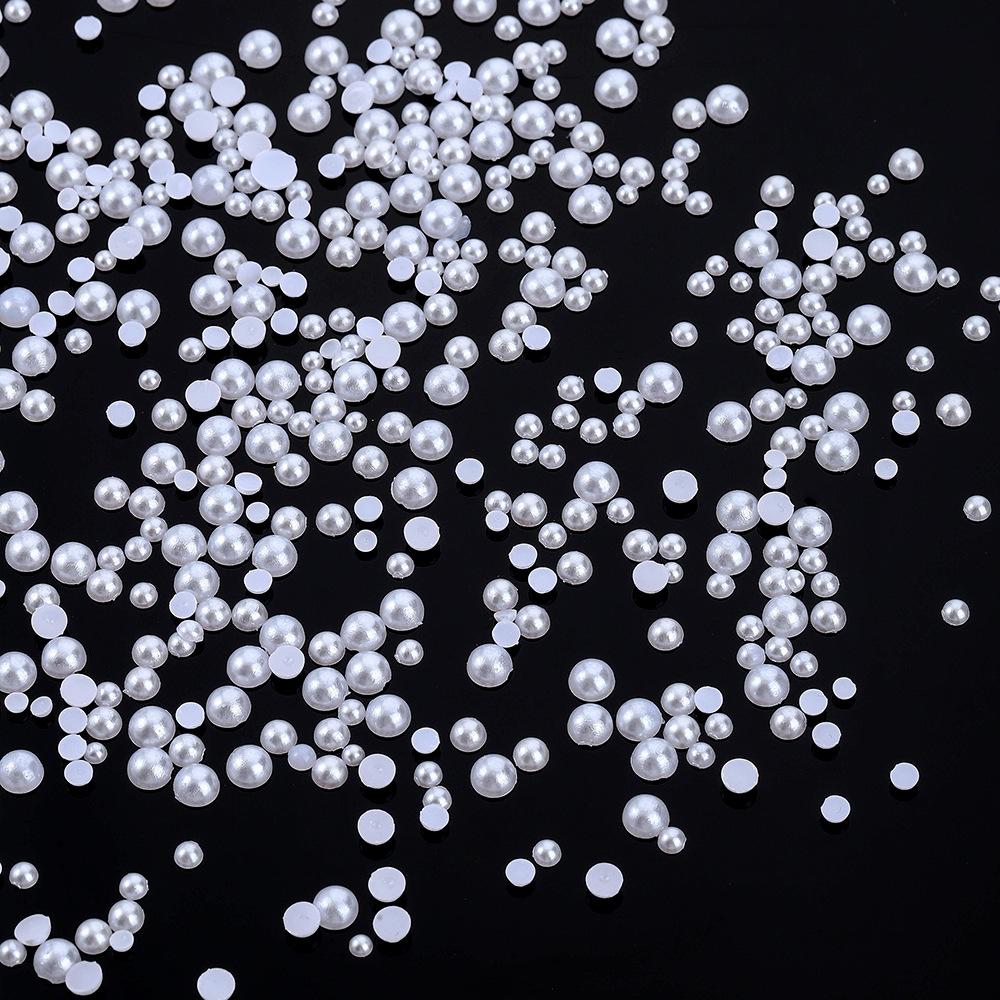 Bag Manicure Pearl Flat Bottom Pure White Abs Semi-Round Half-Sided Pearl Loose Bead Diy Manicure Highlight Half-Sided Imitation Pearl