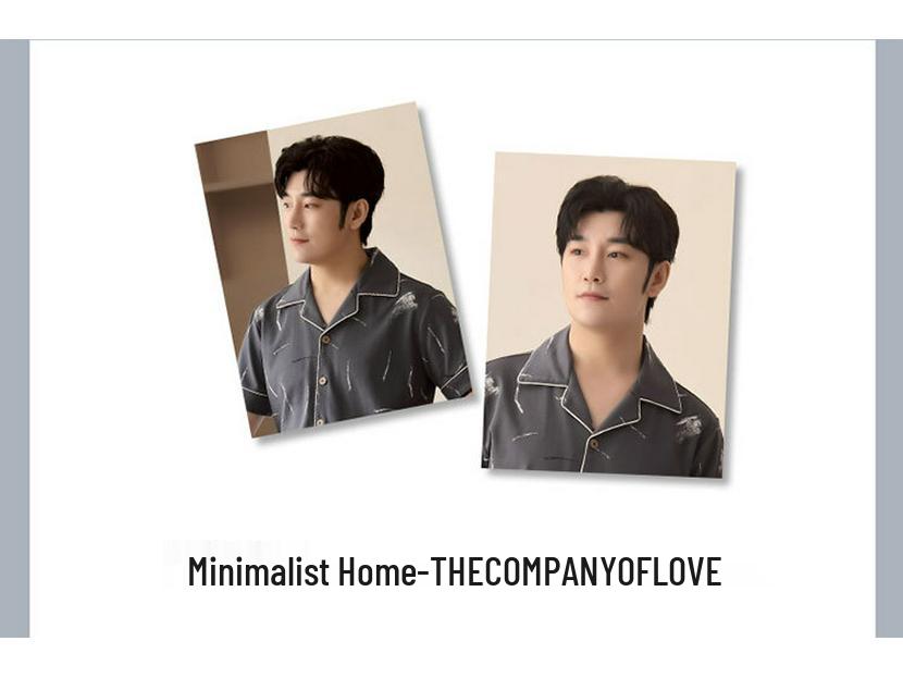 Men's Summer Cotton Pajama Set: Short Sleeve, Long Pants, Plus Size, Loose, Casual, Thin Cardigan Homewear.