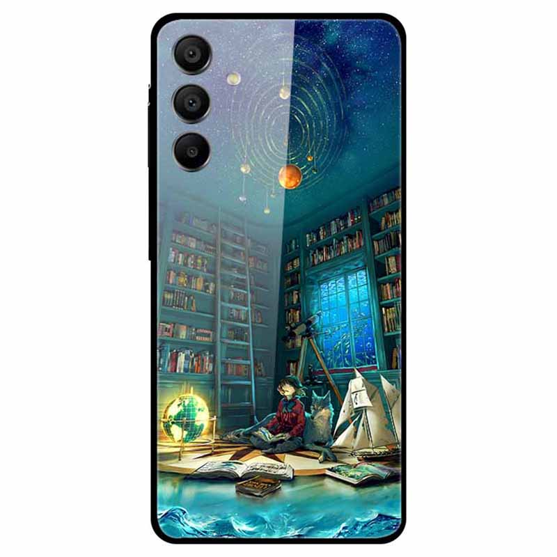 

For Samsung Galaxy A15 4G/5G Case Anti-Drop Pattern Tempered Glass Phone Cover Study