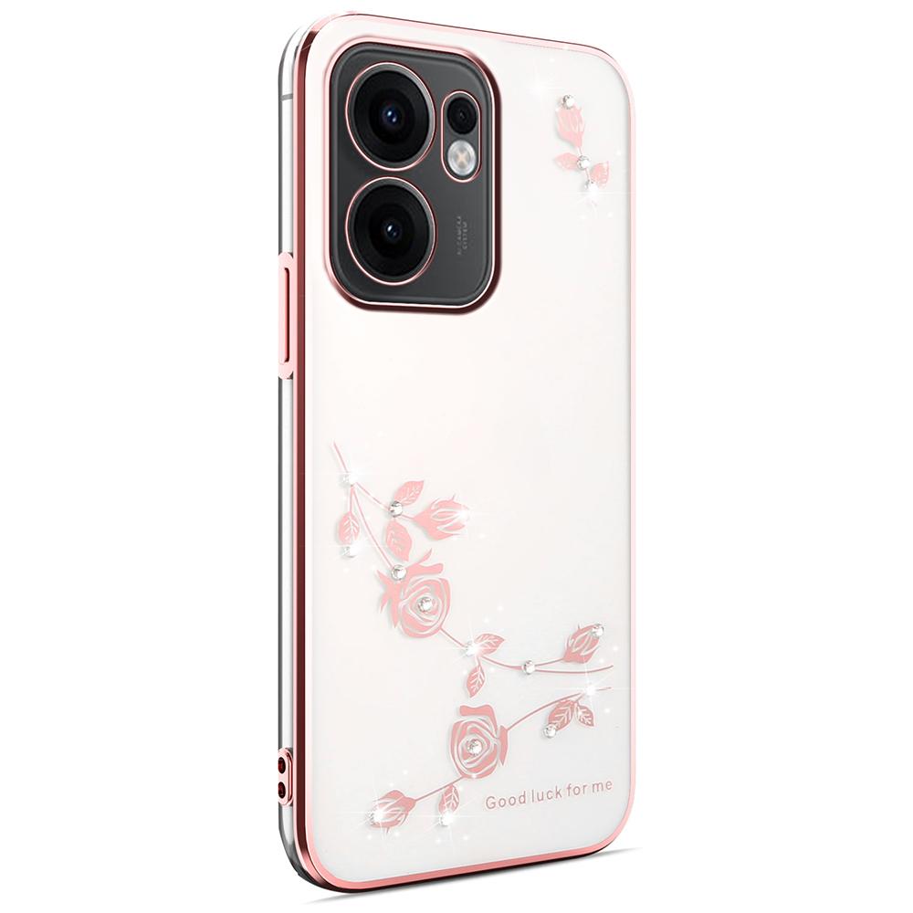 

KADEM For Oppo Reno13 F 5G Case Flower Rhinestone Decor Electroplating TPU Phone Cover Rose Gold