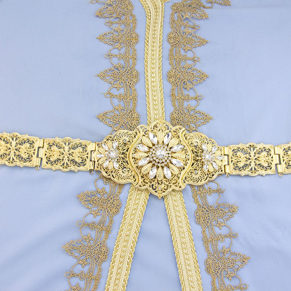 Vintage Turkish Caucasus Women Belt Gold Color Crystal Slavic Bridal Jewelry Adjustable Length