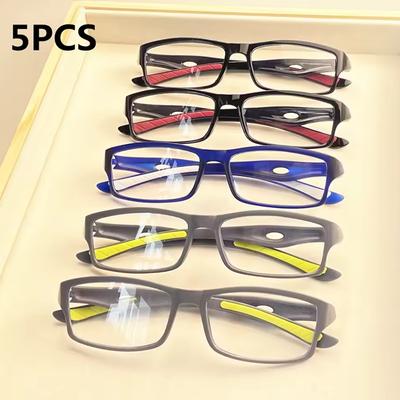 5PCS Pairs Fashion Reading Glasses Men's Women's Anti-blue Light Sports Square Reading Glasses Ultra Light and Comfortable