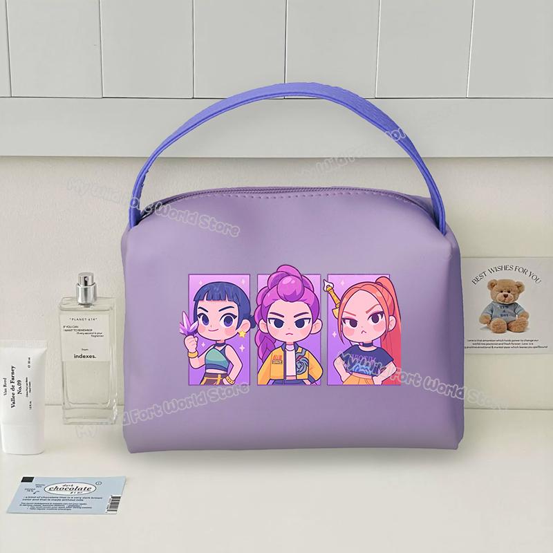 Sac à Maquillage Organisateur Portatif KPop Demon Hunters pour Femmes Sac à Main Cosmétique de Voyage Portable Sacs à Maquillage Trousse de Toilette Imperméable