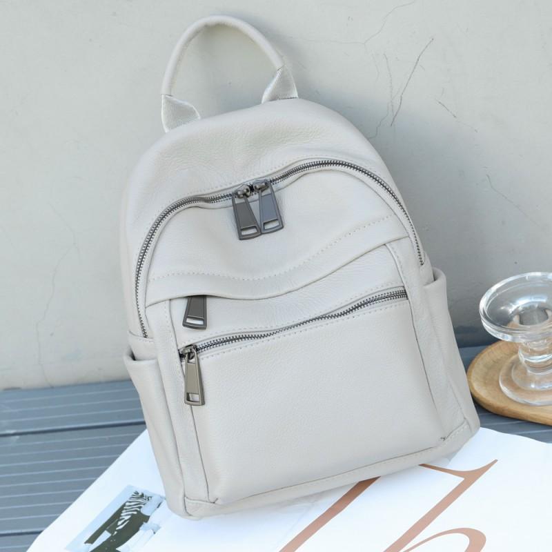 Women's Bag Simple Fashionable Genuine Leather Backpack Large-capacity Natural Fall Cowhide Travel Students 'schoolbag