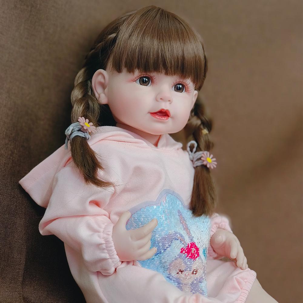 Bambola Reborn da 55 cm Ragazza del bambino Morbido Silicone per tutto il corpo Bella bambola da principessa rinata Giocattolo da bagno Real Touch per regali per bambini